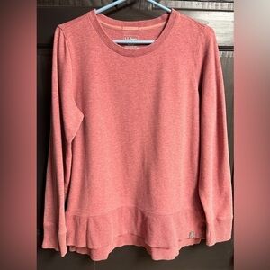 LL Bean Cozy Split Hem Sweatshirt Pink High Low Side Slits Women’s Sz Med Reg